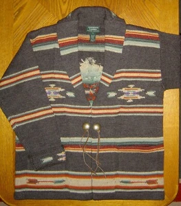 Neu ohne Etikett Ralph Lauren Southwestern Azteken Wolle Pullover Concho Leder S - Bild 1 von 7