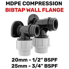 MDPE Bibtap Wall Plate Tap Outlet, Flange Adapter, Compression Mount 20mm 25mm