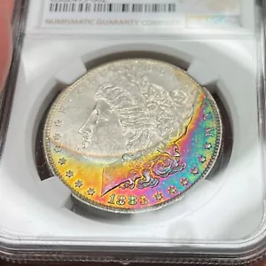 1883-O $1 MS64 NGC Toned Morgan Dollar - Beautiful Rainbow Toning - No Star? - Picture 1 of 6