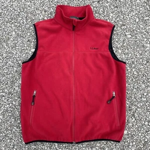 LL Bean Fleece Vest Mens Large Red Polartec Full Zip Windbloc Hiking Outdoors - Picture 1 of 11