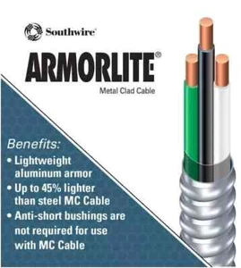 14/2 x 250 ft. Solid CU MC (Metal Clad) Armorlite Cable ( Free Shipping ) 🔥 - Picture 1 of 5