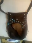 Shoulder Bag Studded Western Boho Leather Indian Head Studs Turquoise Crossbody
