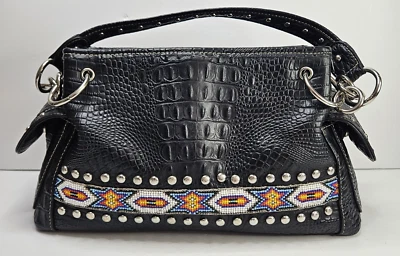 Bolso de Mano Blazin Roxx Doble Asas Negro Tachonado Cartera Foto 1 de 4