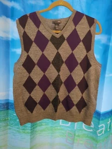 H&M Argyle Mens Sweater Vest XL Gray Lightweight Wool/Acrylic B23 - Picture 1 of 4