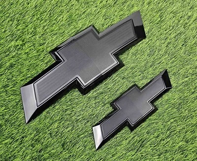 2015-2020 Chevrolet Suburban Tahoe Front and Rear Gloss Black Bowtie Emblem 2pcs - Image 1 of 3