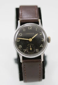 Montre Kiernle Homme Mécanique Automatique Argent Noir Vintage Cuir Numéro Cadran - Photo 1 sur 6