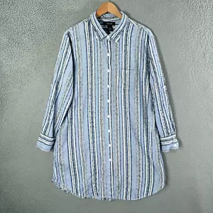 Karen Kane Dress womens XL Blue Striped Button Front pocket tunic Shirt Dress - Picture 1 of 12