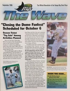 Tampa Bay Devil Rays September 1996 The Wave Official Newsletter MLB Baseball