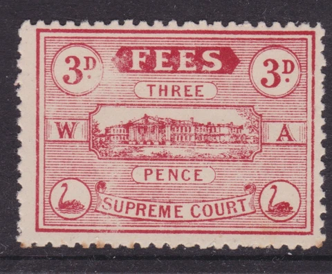 WEST AUSTRALIA RARE 1920 3d Red SUPREME COURT FEE STAMP MINT/MUH  (NG55) Cover