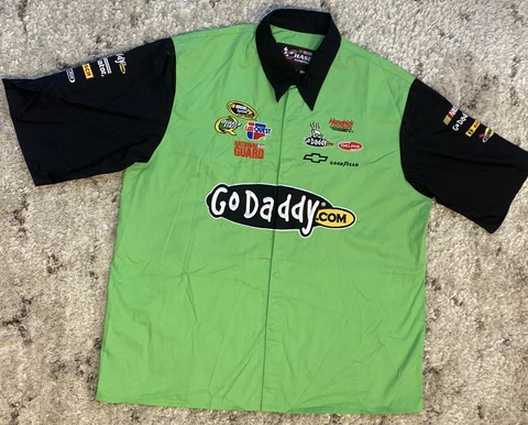Nascar Mark Martin Go Daddy Pit Crew Button Up Shirt Chase Authentics Cover