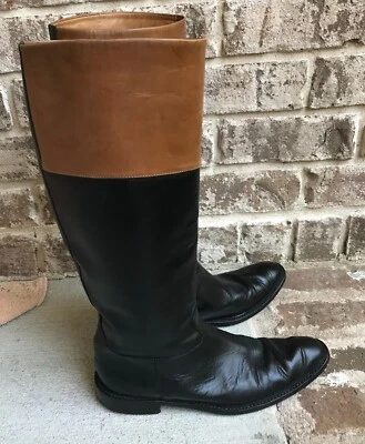 Botas de Montar L Autre Elegidas Talla 38W Dos Tonos Marrón Tostado Ecuestre Pull On Cuero Foto 1 de 4