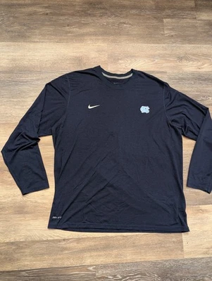 Nike Dri Fit Jordan UNC Carolina del Norte Tacones Alquitranados Azul Marino Camisa Manga Larga XL Foto 1 de 4