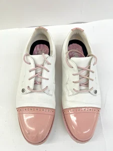 G/FORE scarpe da golf donna Gallivanter bianco rosa pelle G4LS21EF0 punta a cappuccio taglia 10 - Foto 1 di 8