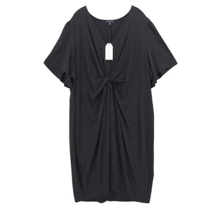 NWT UNIVERSAL STANDARD Black Midi Dress Knot Twist V-Neck Size 2XL - US 5X - Picture 1 of 7