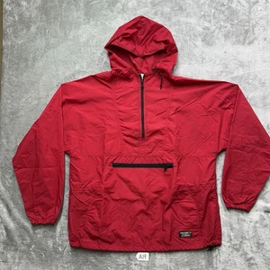 Vintage L.L.Bean Red Anorak Pullover Jacket Size L Half Zip Outdoors Windbreaker - Picture 1 of 11
