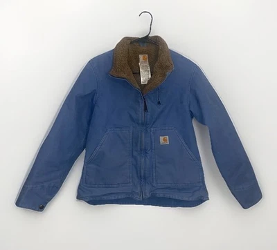 Женская холщовая рабочая куртка Carhartt Sherpa с подкладкой WJ022 FHB синяя размер маленький - Изображение 1 из 4
