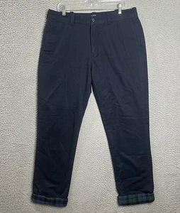 J Crew The Sutton Pants Mens Size 35x34 Blue Plaid Flannel Lined Flat Front - Picture 1 of 13