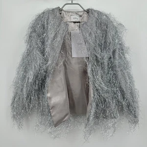 Giacca Sleeper Silver Disco Frange Metallizzate Tg XXS-XS Chiusura Magnetica Oversize - Foto 1 di 14