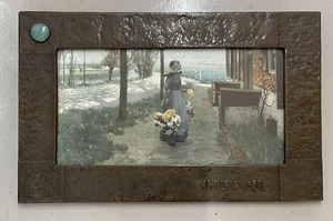 Arts And Crafts Copper & Blue Ruskin Liberty Print “A Holland Morn”C1900 - Picture 1 of 8