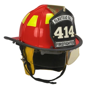 MSA Cairns Red 1010 Traditional Fiberglas Helm NFPA Nomex OSHA Defender Visier - Bild 1 von 2