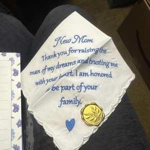 Card for New Mom Grooms Mom From Bride Gift Set. Hankie, Coin, Stationary. NEW - Picture 1 of 2
