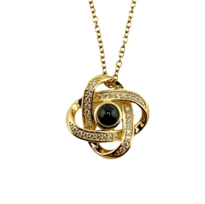 Amore Box Necklace – Gold Infinity Knot Projection Necklace with Secret Message - Picture 1 of 5