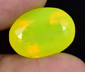 12.20 Ct Natural NEON Yellow Opal Certified Oval Flawless Loose Gemstone - Picture 1 of 6