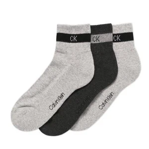 NEW MEN'S CALVIN KLEIN 3-PACK TERRYCLOTH QUARTER SOCKS ONE SIZE GRAY - Picture 1 of 1