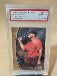 PSA 8 2001 Upper Deck - Stat Leaders #SL17 Tiger Woods (RC) - Picture 1 of 2