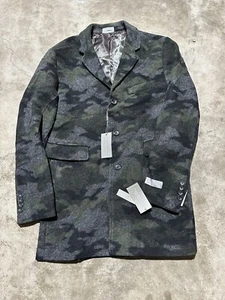 NWT Michael Kors Mens Top Coat Over Car Camo Wool button Stretch Slim - Picture 1 of 7