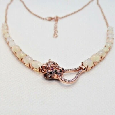 Welo Opal CZ Collier Tiger Leopard 925 Silber 585 Roségold vergoldet 45 & 5 cm - Bild 1 von 4
