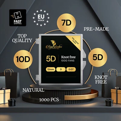 Extensiones de pestañas prefabricadas pestañas volumen ruso natural 1000 piezas ventiladores 5D 7D 10D - Imagen 1 de 4