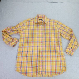 Paul & Shark Shirt Mens Large Yellow Long Sleeve Button Up Shirt Plaid Yachting - Picture 1 of 11