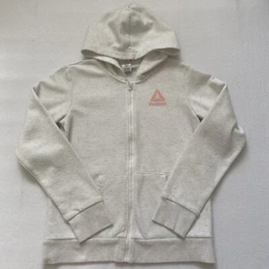 Reebok Logo Hoodie jacket Girls Size L 10/12 Long Sleeve Gray - Picture 1 of 6