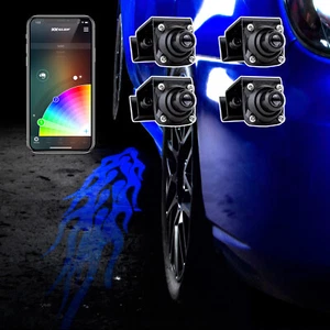 4pc Flame CurbFX RGB Projector LED Light Accent Kit XKchrome Smartphone App - Picture 1 of 7
