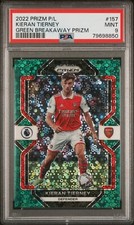 2022-23 Kieran Tierney Panini Prizm Breakaway Green Arsenal Card 4/5 PSA 9 MINT