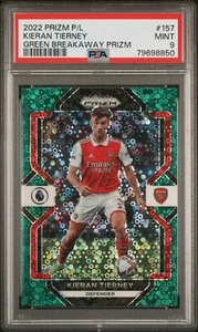 2022-23 Kieran Tierney Panini Prizm Breakaway Green Arsenal Card 4/5 PSA 9 OTTIME CONDIZIONI - Foto 1 di 3