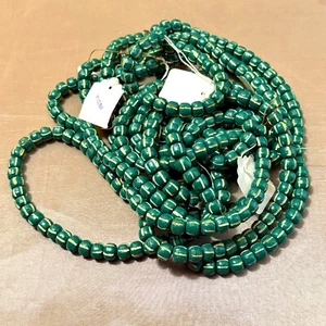 Green Carved Wooden Mala Beads from India, Strung Necklaces - 10mm, x5 - Picture 1 of 7