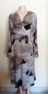 Marina Rinaldi Womens Long Sleeve Silk Wrap Dress Size 23 MR US 14 UK 18 - Picture 1 of 8