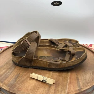 Birkenstock Yara Habana Brown Oiled Leather Sandals Ankle Strap Size 39 US 8 Reg - Picture 1 of 8