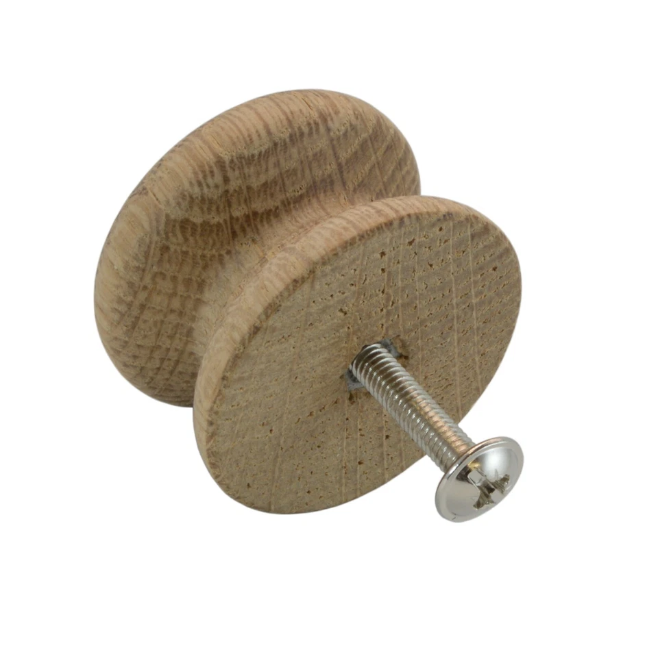 OAK DRAWER KNOBS WITH INSERT + M4 SCREW HARDWOOD KNOB Wooden Wood Handles Pull* - Image 1 of 1