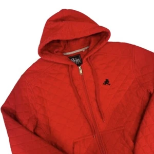 Play Cloths Men XL Quilted Jacket Red Zip Hoodie Streetwear Sweatshirt Thick Y2K - Picture 1 of 9