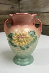 Vintage Rumpf Kunstkeramik Seerose Doppelgriff Knospe Vase mattes Finish 🩷 - Bild 1 von 10