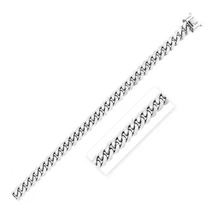 Sterling Silver Rhodium Plated Miami Cuban Chain 8.4mm - Picture 1 of 16