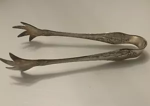 Vintage Wallace Silverplate Baroque Ice Tongs Claw Style - Picture 1 of 7