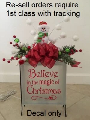 HOLIDAYDECALS4U Believe in the magic of Christmas decal sticker for DIY 8" glass block or tile