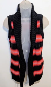 Arizona: Neon Striped Knit Cardigan, Southwest Aztec, LARGE, Orange Navy Blue - Picture 1 of 6
