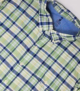 Camisa de popelina costera IZOD para hombre talla XL verde a cuadros con botones manga corta usada en excelente estado - Imagen 1 de 10
