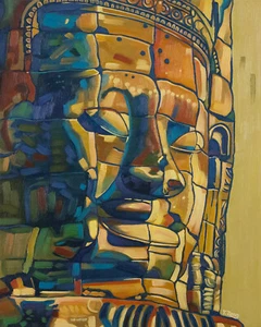 Giclee fine art print of oil painting Khmer smile, statue 8"×10", 16"×20" - Picture 1 of 5