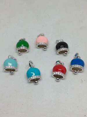 Ciondolo argento donna CAMPANA SMALTATA ZIRCONI MEDIA MISURA mm 13x16 - Immagine 1 di 2